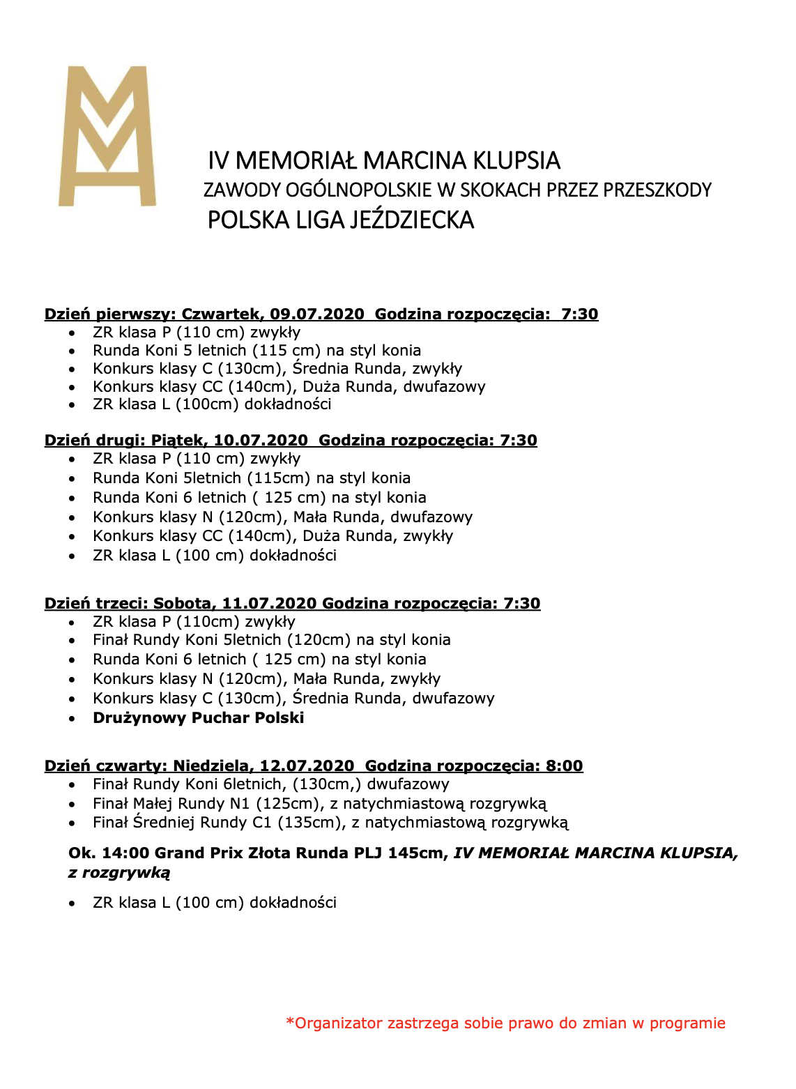 Program PLJ JAkubowice 03.07.2020